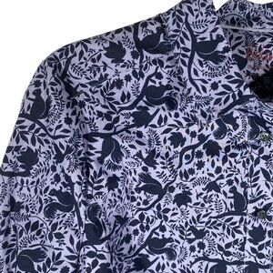 NWT BODEN Classic Shirt US 10P Petite Navy Lavender Woodland Tree Squirrel Print